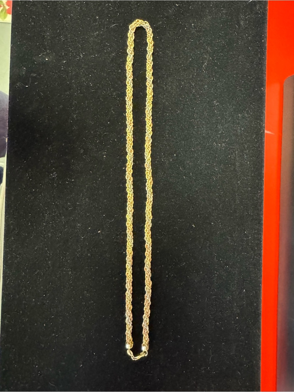 4mm Tri-Tone White, Yellow, and Rose Gold Twisted Rope Necklace - Picture 7 of 10